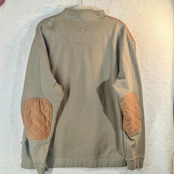 Vintage Mens 2XL Gander Mountain Olive Sweatshirt with Elbows & Shoulder Patches - Picture 3 of 3